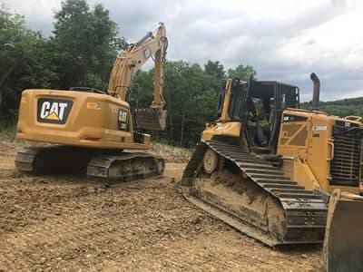 CAT Excavator and Dozer at Work